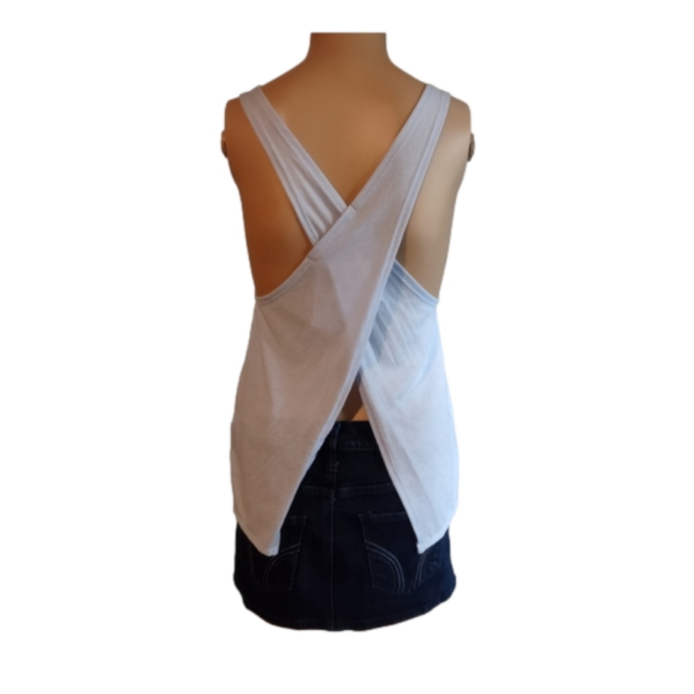 Final Sale $$ Nike Standard Dry Fit Printed Logo Criss Cross Back Tank Top - Picture 4 of 10